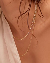 Diamonte Chain Charm Necklace- Gold View 3