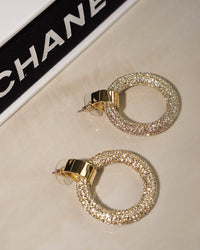 Pave Door Knocker Hoops- Silver View 3
