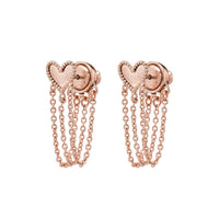 Heart Chain Studs- Rose Gold View 2