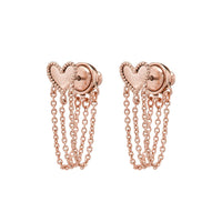 Heart Chain Studs- Rose Gold view 2
