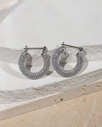 Pave Baby Amalfi Hoops- Silver (Ships Late April) View 8