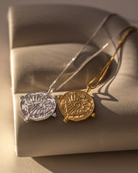 Evil Eye Double Coin Necklace- Silver View 4