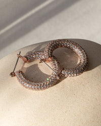 Pave Baby Amalfi Hoops- Rose Gold view 2