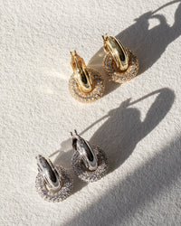 Pave Interlock Hoops- Silver View 2