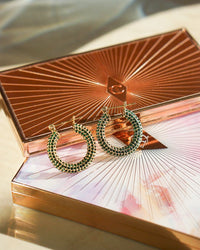 Pave Baby Amalfi Hoops- Gold- Emerald View 2