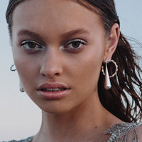Pave Pendulum Earrings- Silver View 2