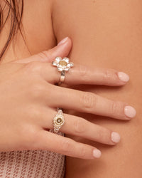 Pave Coin Signet Ring- Rose Gold view 2