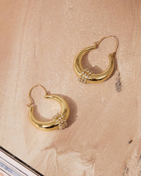 Pave Loop Tube Hoops- Rose Gold View 3