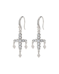 Diamonte Hook Earrings- Silver View 1