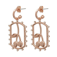 Cherry Dog Tag Hoops- Rose Gold view 2