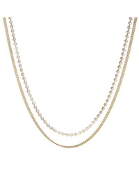 Diamonte Chain Charm Necklace- Gold View 1