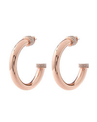 XL Pave Tip Tube Hoops- Rose Gold View 1
