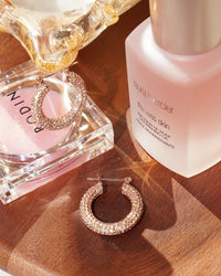 Pave Baby Amalfi Hoops- Rose Gold- Light Peach View 5