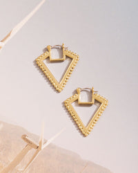 Beaded V Hoops- Rose Gold View 3