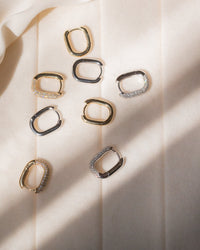 Chain Link Huggies- Solid 14K White Gold View 6