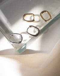 Chain Link Huggies- Solid 14K White Gold View 7
