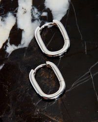 Chain Link Huggies- Solid 14K White Gold View 2
