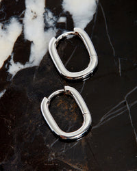Chain Link Huggies- Solid 14K White Gold view 2