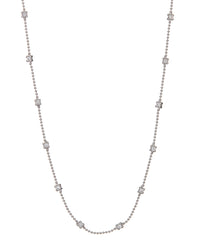 Bezel Charm Beaded Necklace- Silver View 1