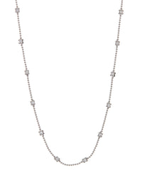 Bezel Charm Beaded Necklace- Silver View 1