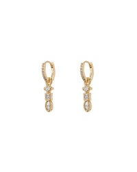 Bezel Charm Drop Huggies- Gold View 1