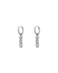 Bezel Charm Drop Huggies- Silver View 1