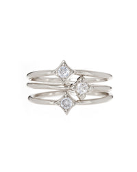 Bezel Charm Ring Set- Silver View 1