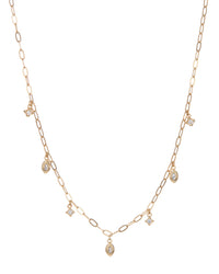 Bezel Charm Shaker Necklace- Gold