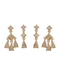 Bezel Charm Studs Set- Gold View 1