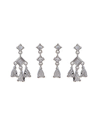 Bezel Charm Studs Set- Silver View 1