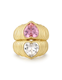 BFF Ring Set- Silver/Clear and Pink