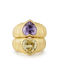 BFF Ring Set- Gold/Purple and Green View 1