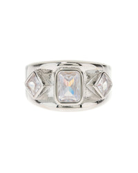 Baguette Bezel Signet Ring- Silver View 1
