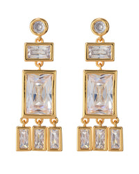 Baguette Shaker Statement Studs- Gold View 1