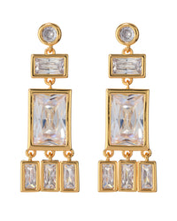 Baguette Shaker Statement Studs- Gold