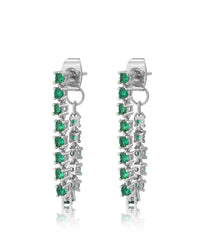 Ballier Chain Studs- Emerald Green- Silver View 1