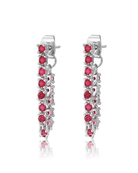 Ballier Chain Studs- Ruby Red- Silver View 1