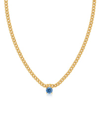 Bardot Stud Necklace- Blue Sapphire- Gold View 1