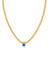 Bardot Stud Necklace- Blue Sapphire- Gold