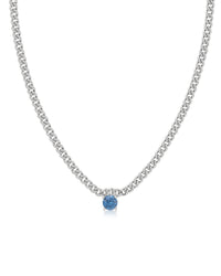 Bardot Stud Necklace- Blue Sapphire- Silver View 1