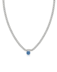 Bardot Stud Necklace- Blue Sapphire- Silver View 1
