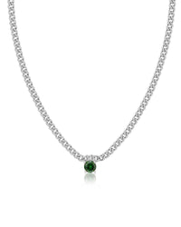 Bardot Stud Necklace- Emerald Green- Silver View 1