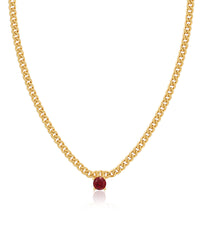 Bardot Stud Necklace- Ruby Red- Gold View 1