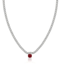 Bardot Stud Necklace- Ruby Red- Silver View 1