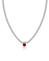 Bardot Stud Necklace- Ruby Red- Silver