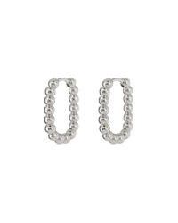Beaded Chain Link Huggies- Silver