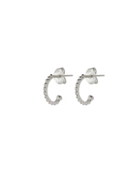 Beaded Classic Huggies- Silver View 1