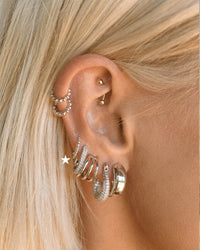Beaded Classic Huggies- Silver View 2