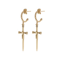 The Beaded Dagger Hoops- Gold