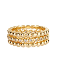 Beaded Diamonte Ring Set- Gold View 1